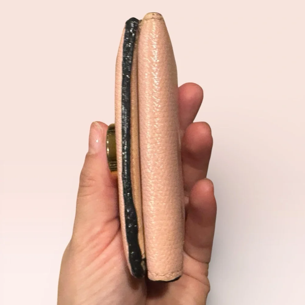 Fendi Compact Leather Wallet Blush Pink Gold Tone Logo Snap Closure - Picture 9 of 9